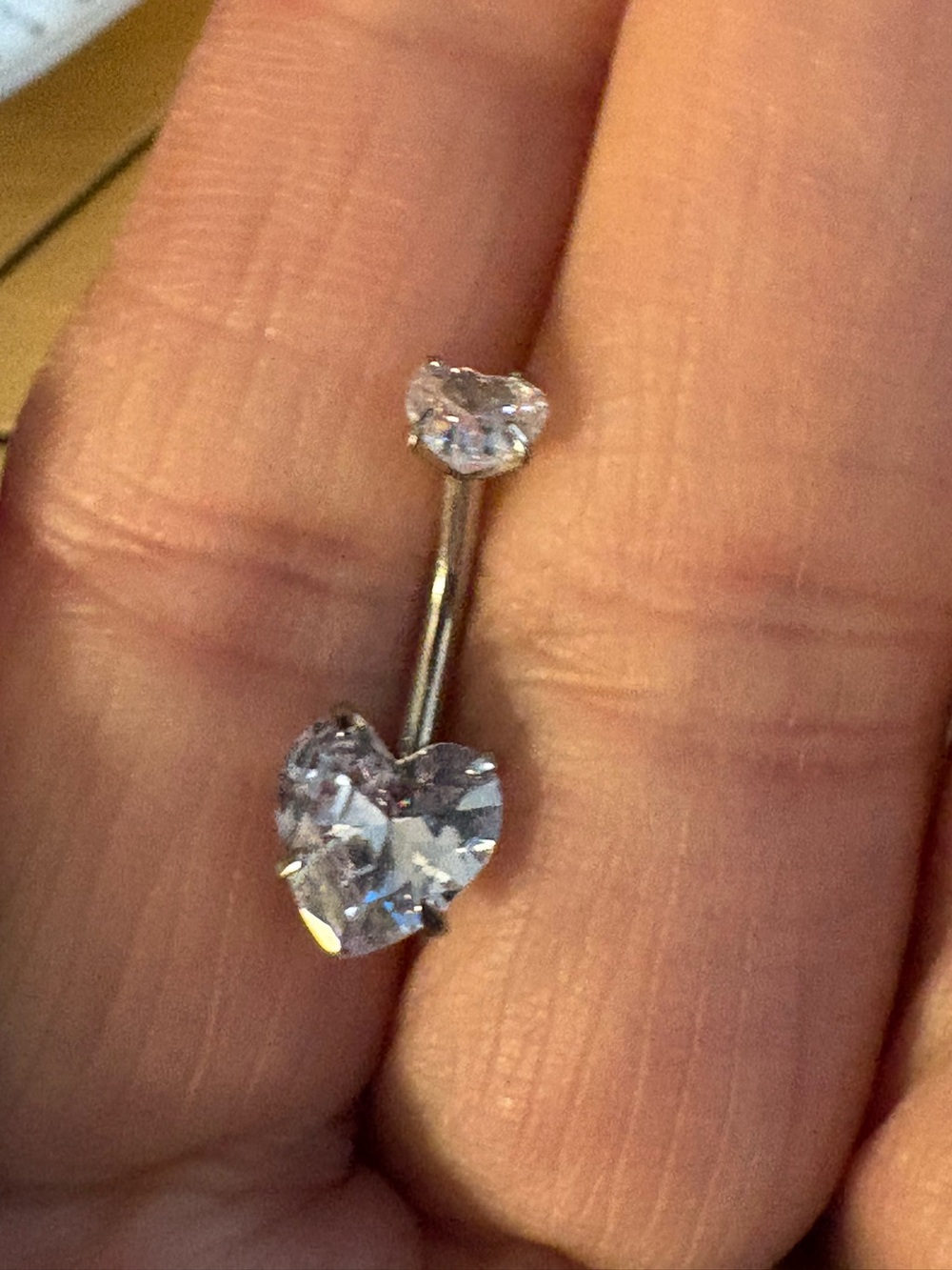 Belly Ring- 2 Heart Stainless Steel Belly Button Ring nwt